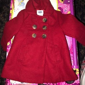Red pea coat